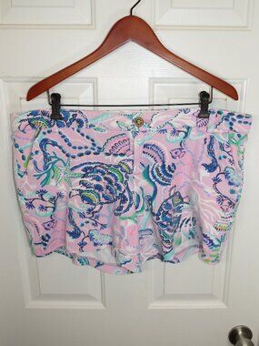 Lilly Pulitzer Jayne Knit Shorts Size 16 Lilac Freesia Mermaid For You Print